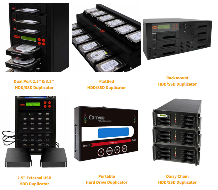 hard drive duplicator, SATA HDD cloner, and SSD storage card copier